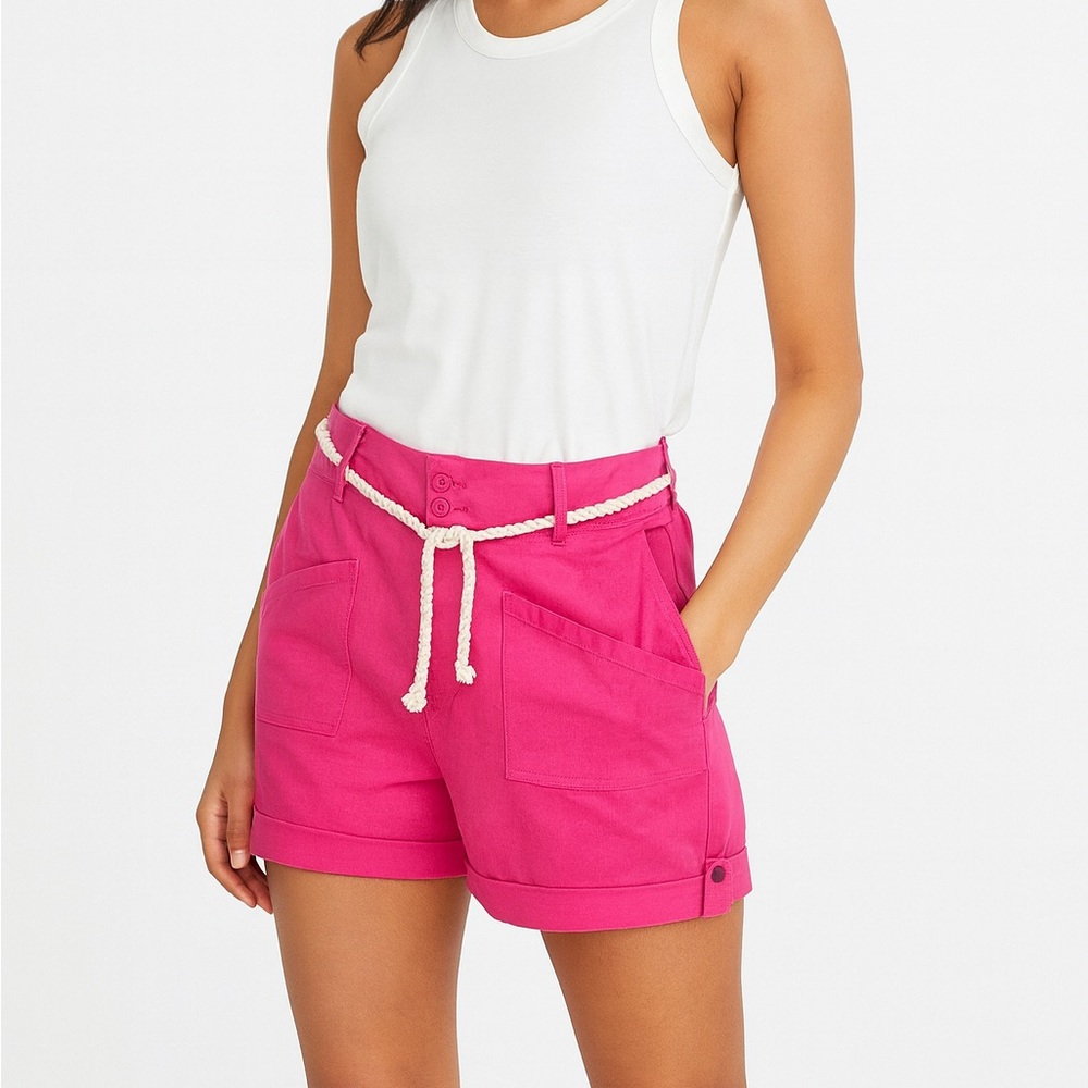 NEW Stella Parker Island Collection Shorts Cuffed Rope Belt Size 10 Coastal